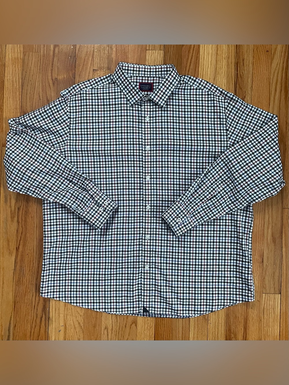 UNTUCKit Checker Black White Red Blue Long-Sleeve Button-Up Shirt Men's XXL
